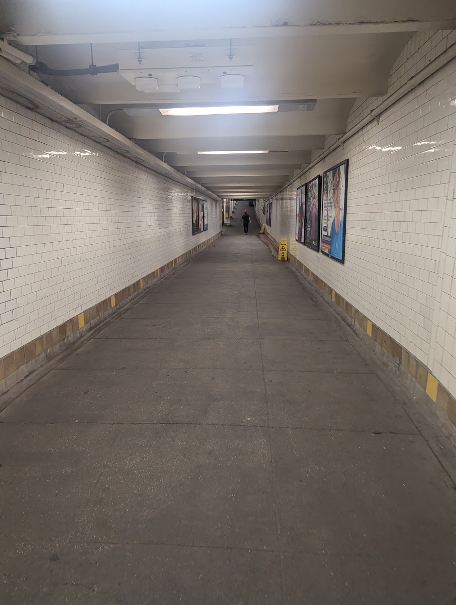 Long subway tunnel.