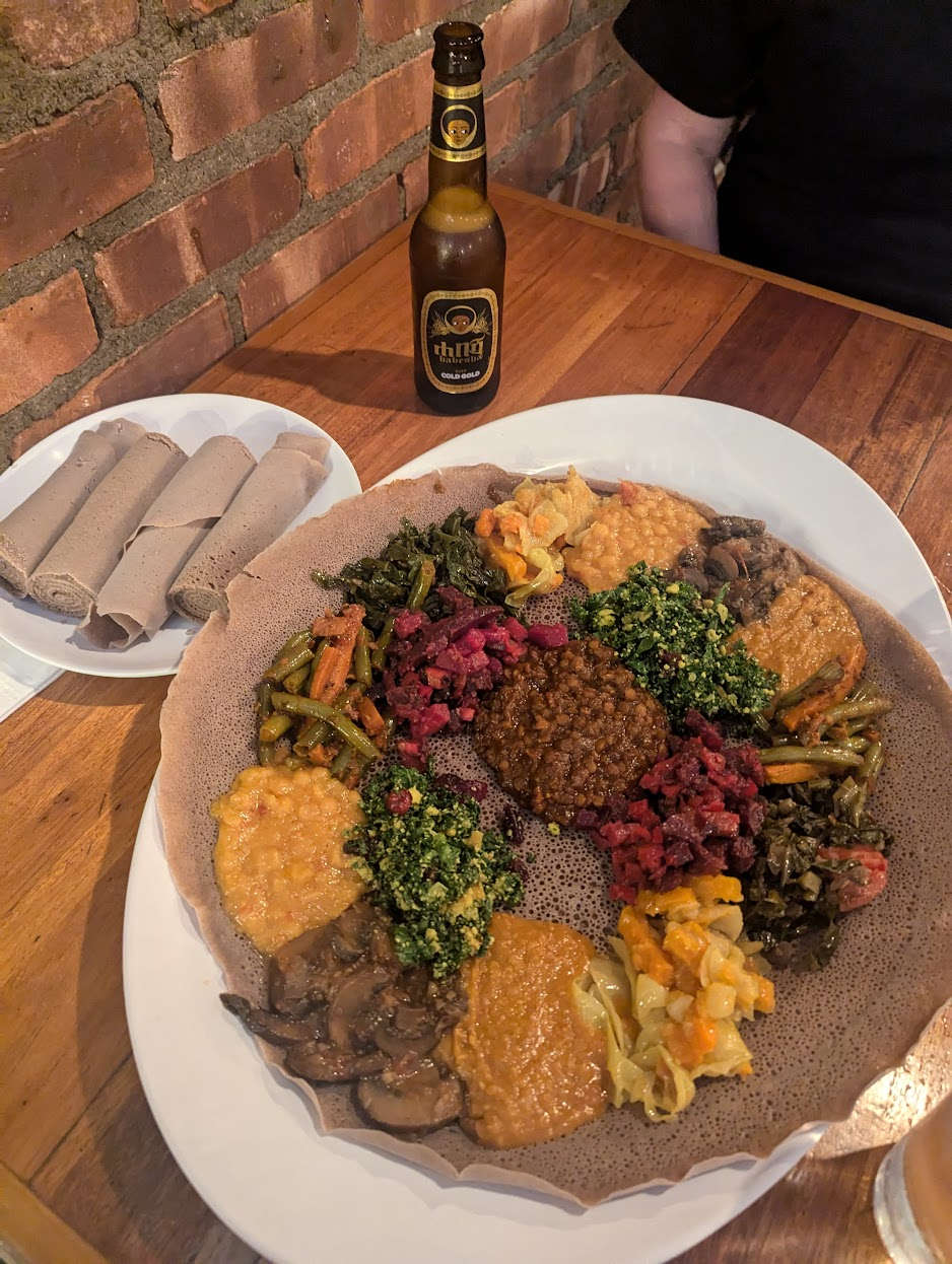 Some very good ethiopian food we got at Bunna cafe.