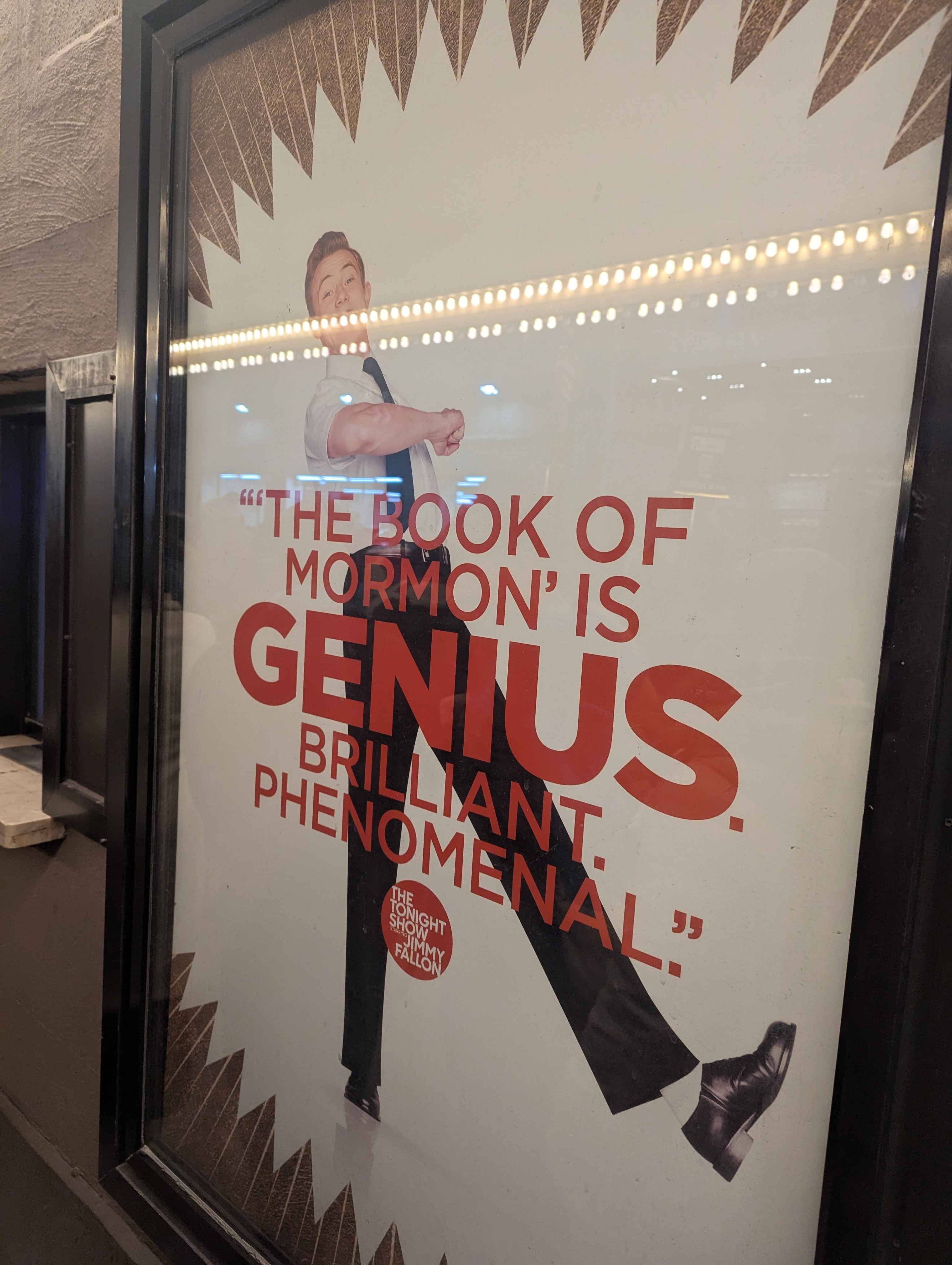 Poster outside the theater for the show.