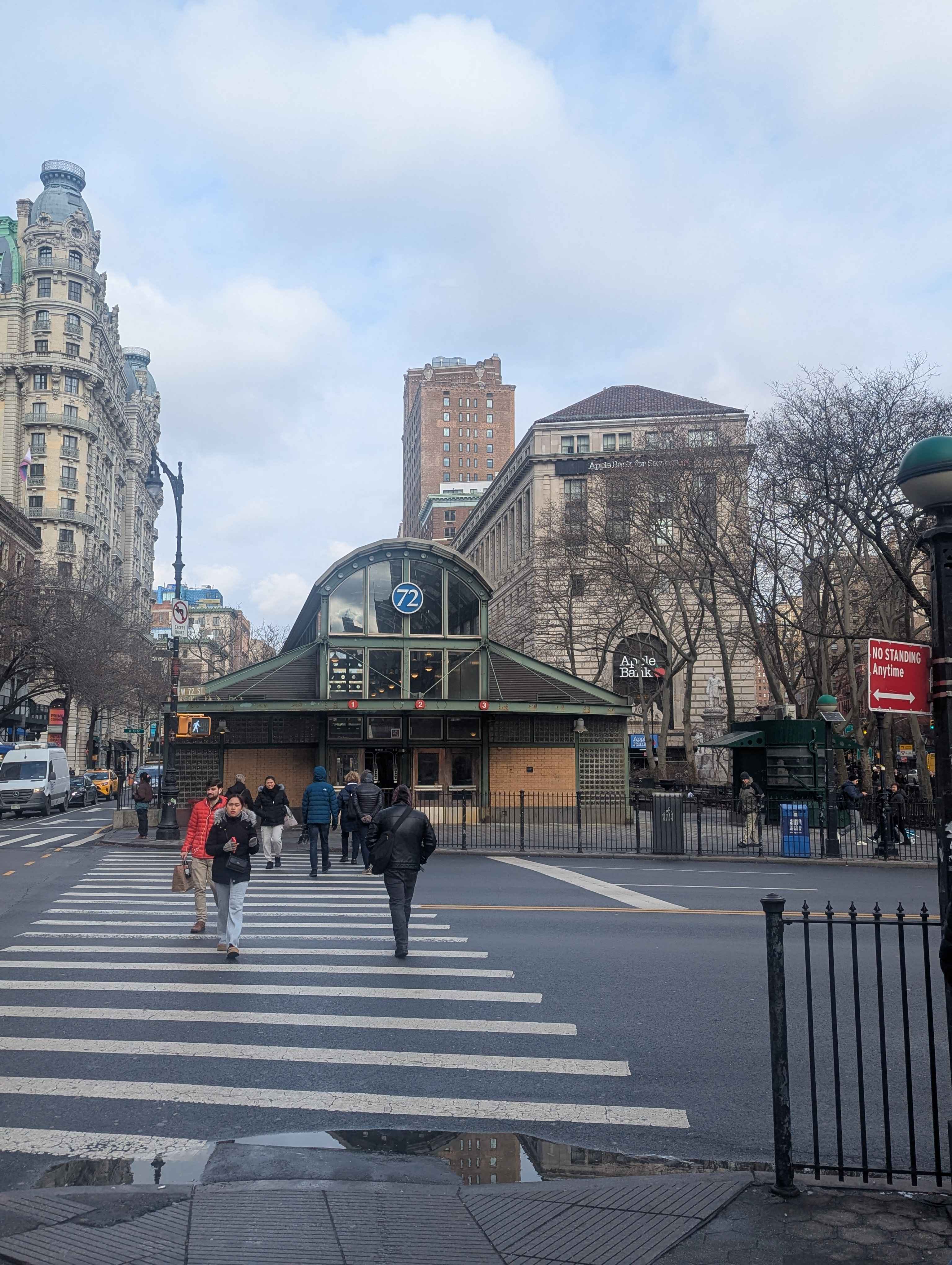 The outside of a subway station. We got on and off at this station as part of our trip to the museum.