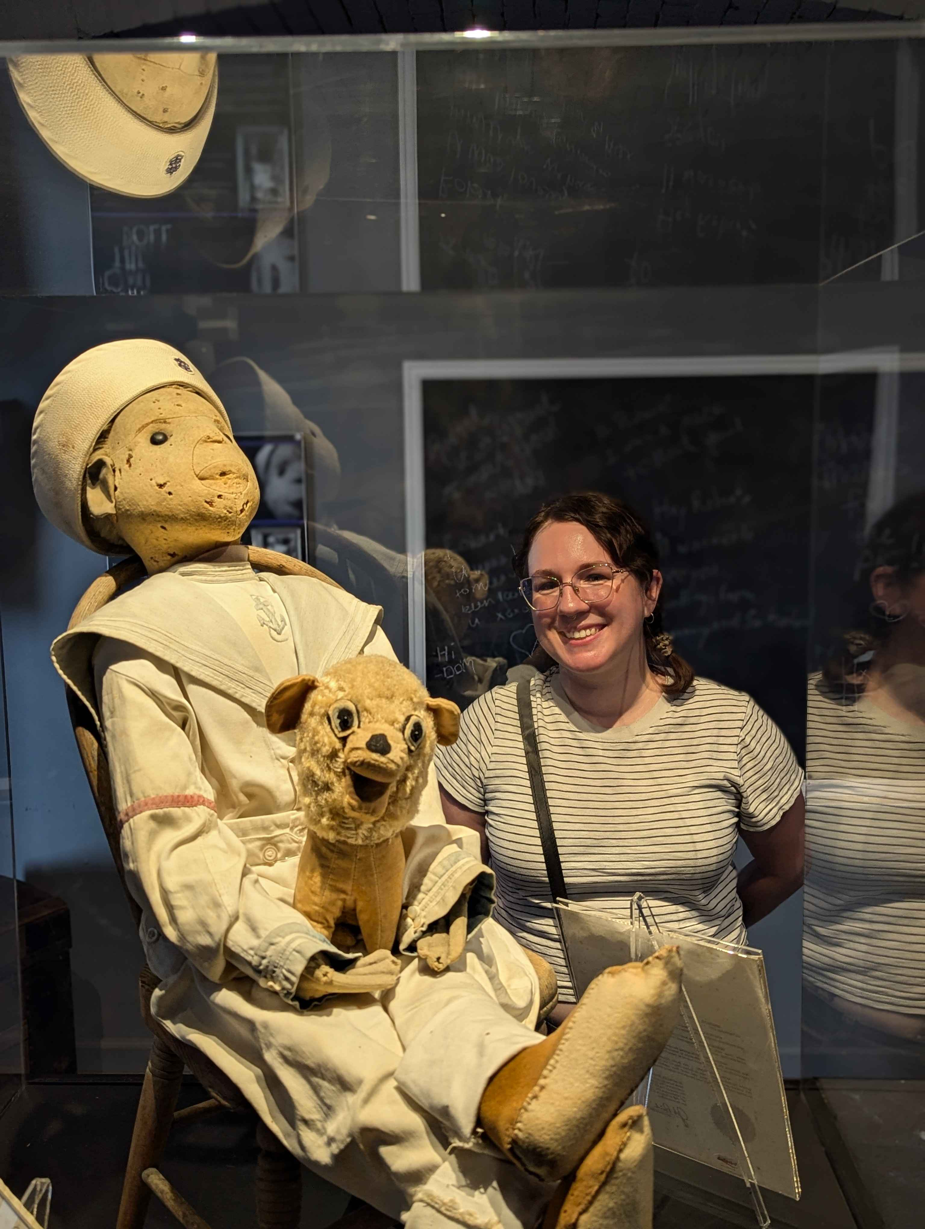 Jen meeting Robert the Haunted Doll