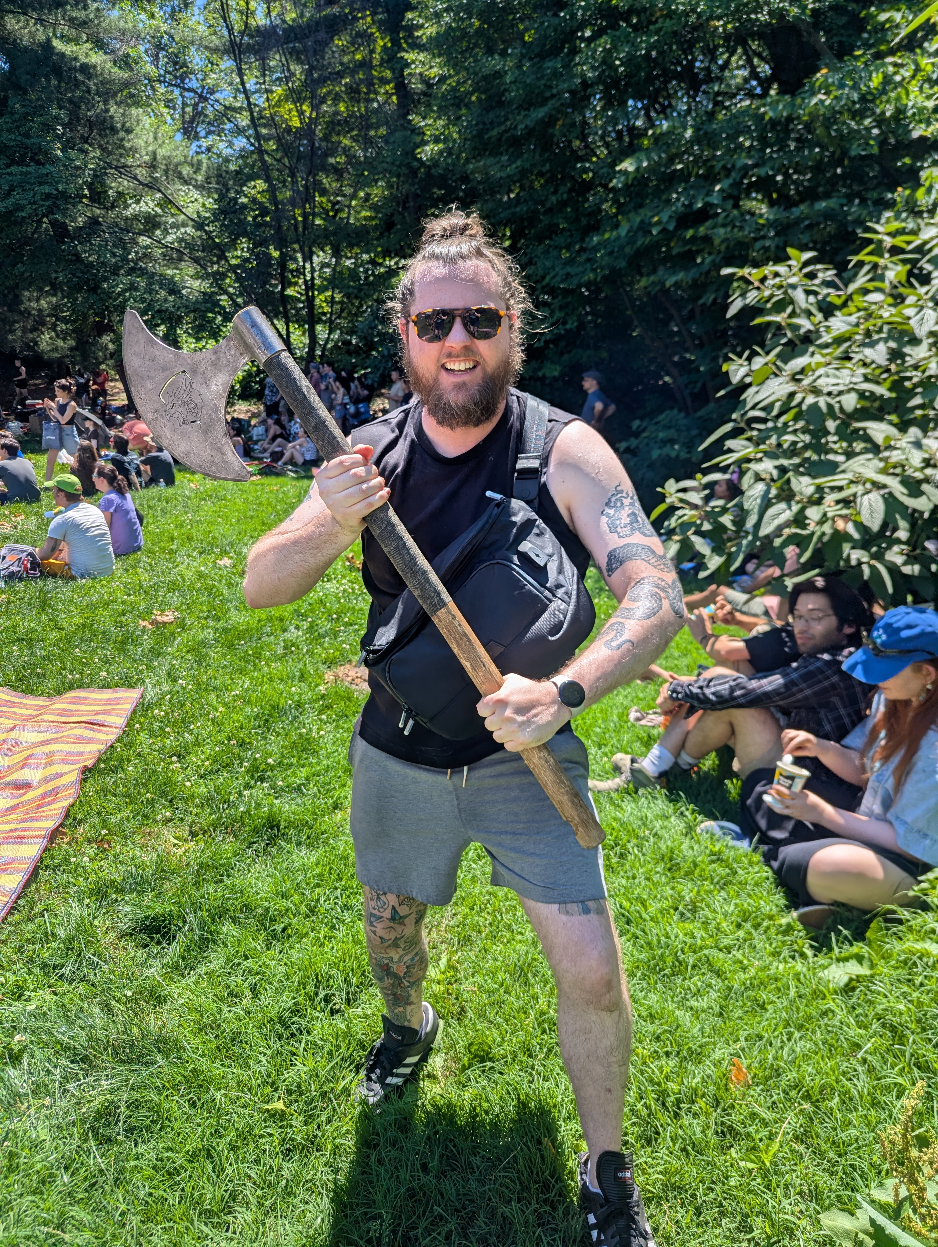 Jake got to hold one of the axes at the Gladiators event!