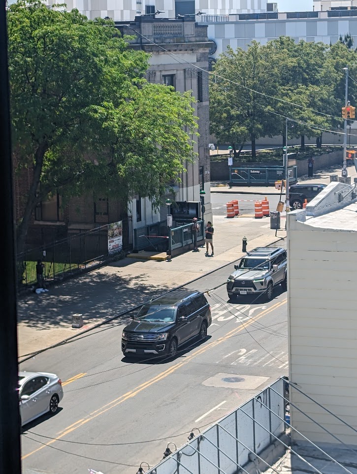 Subway stop is close enough to see from our
apartment.