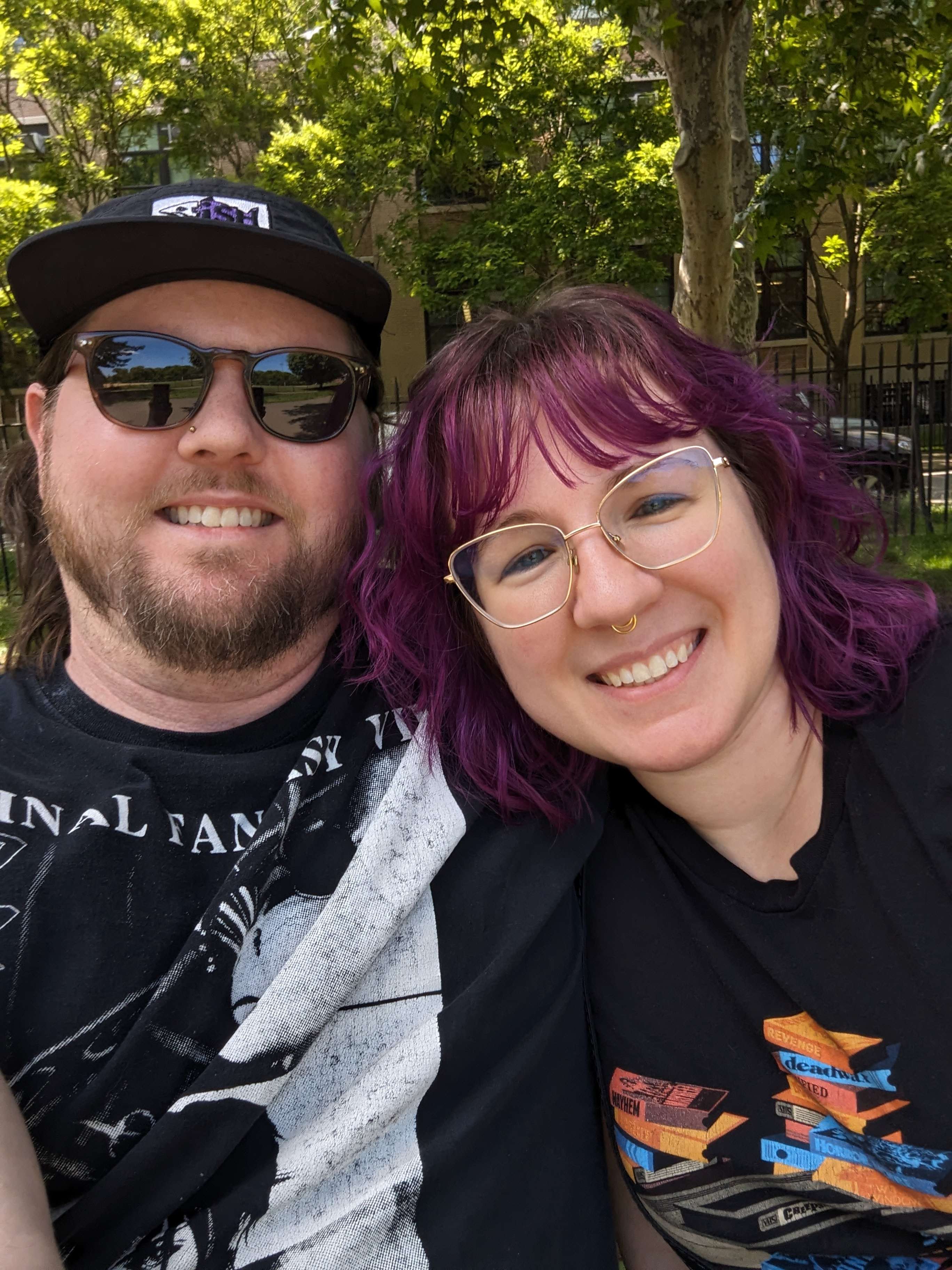 Very cute picture of us trying not to think about the filthy
apartment.