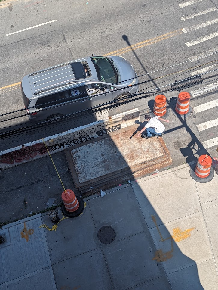 Some young men were filming a skate video outside our
apartment.