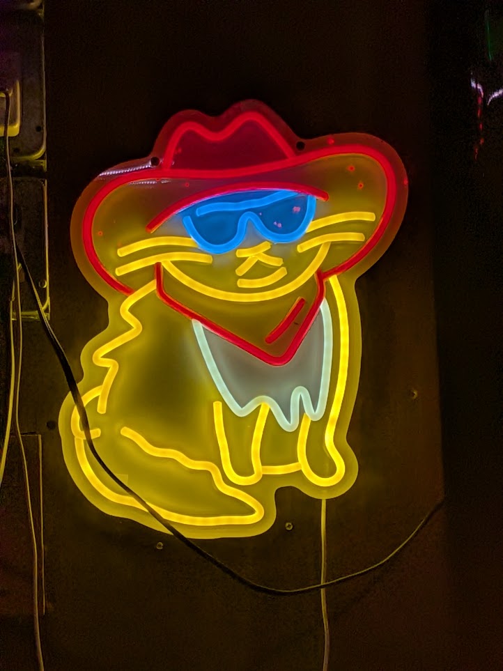 A fun neon kitty at Wonderville.