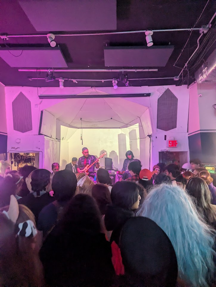 A picture of the band doing covers of Interpol.