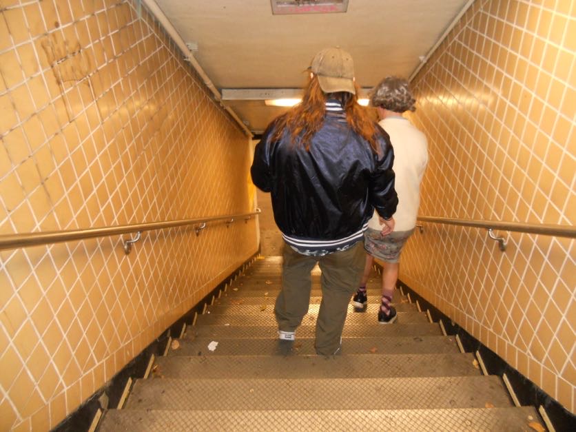 Another cool pic with Steph's camera, of Jacob and Zander going down the subway steps.