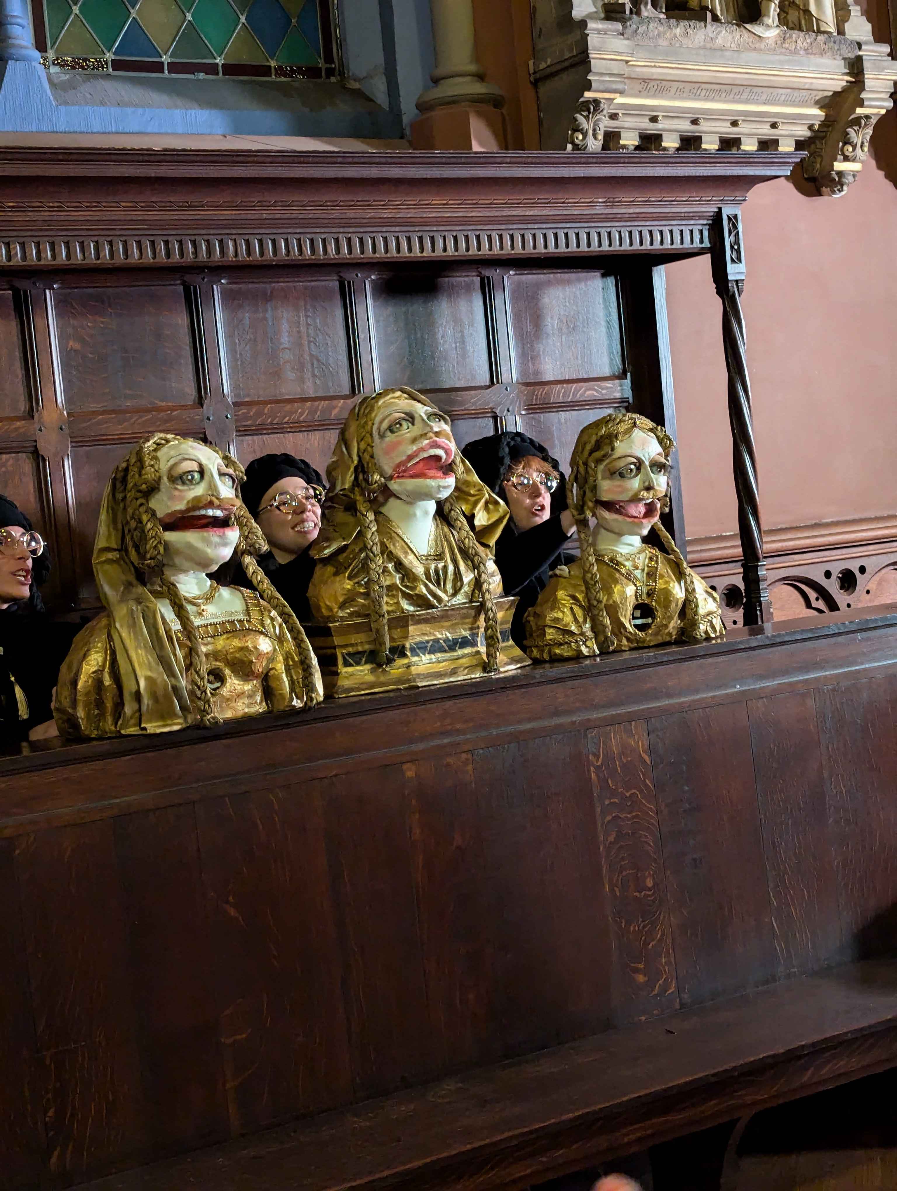 The reliquary sisters. They were the 'judges' of the contest. Each puppet was hand made paper mache! They looked so impressive.