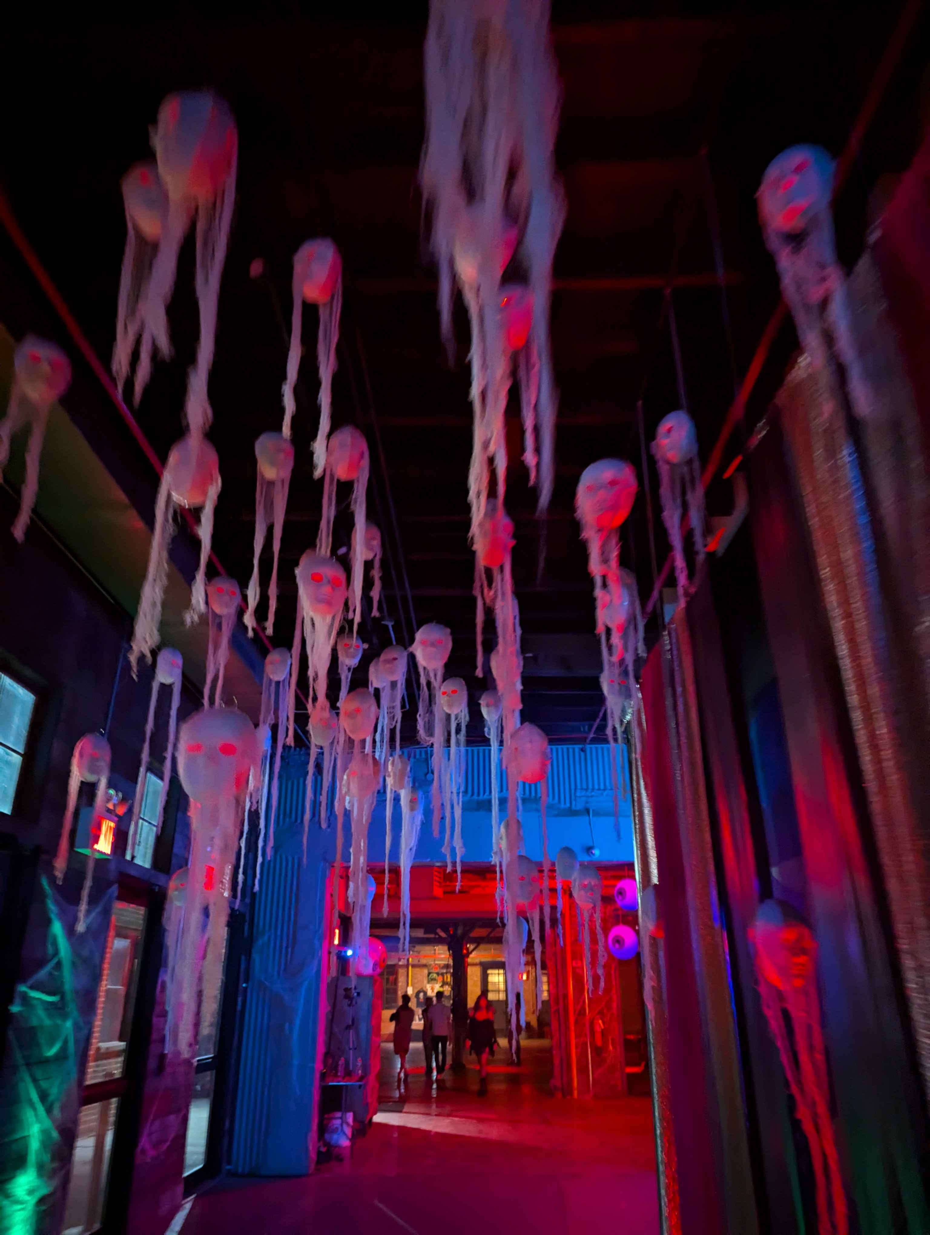 Some of the decorations inside the Knockdown Center for the Halloween show.