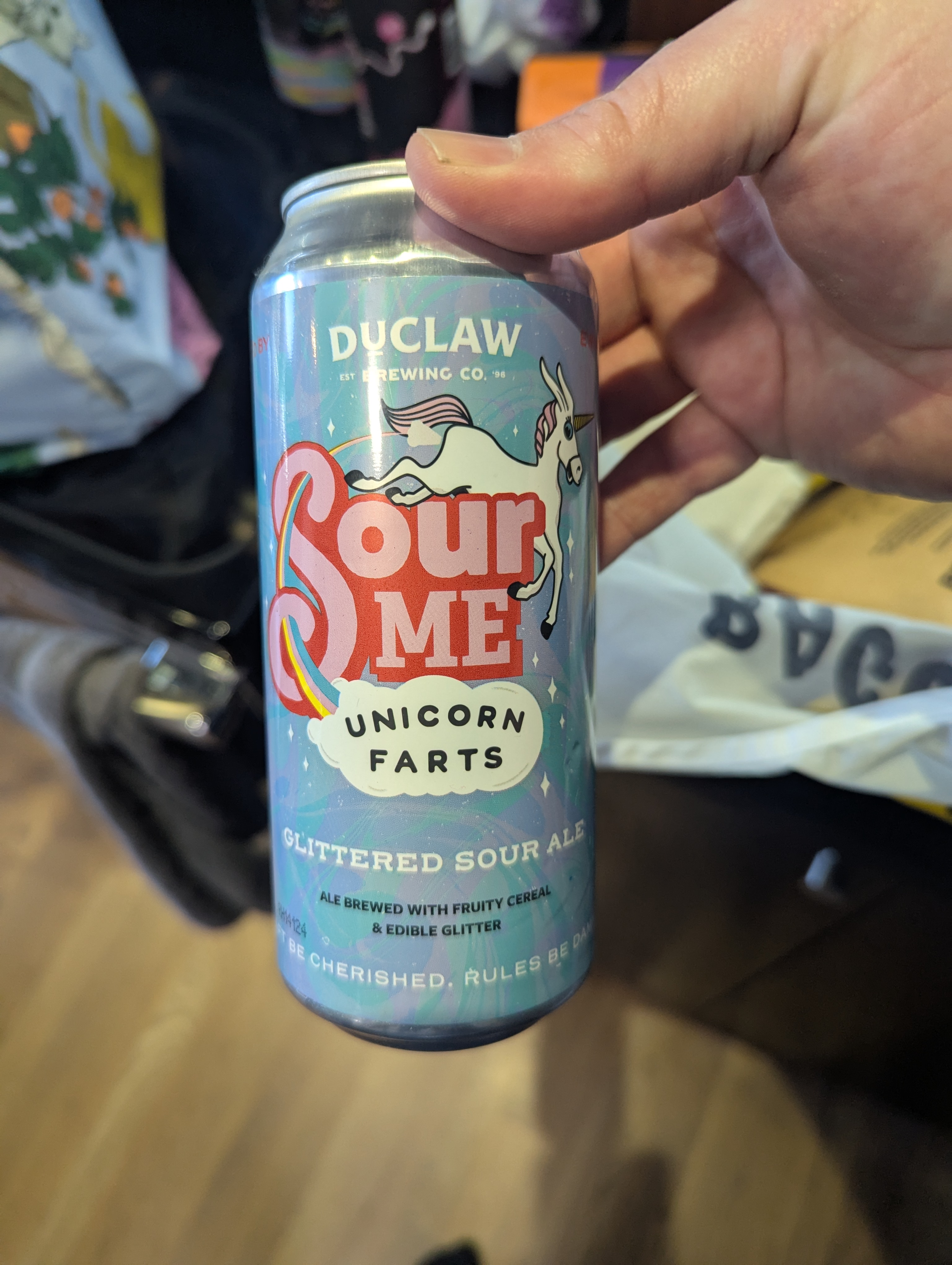 We found this beer called Unicorn Farts that claimed to have glitter in it, but there was no glitter!