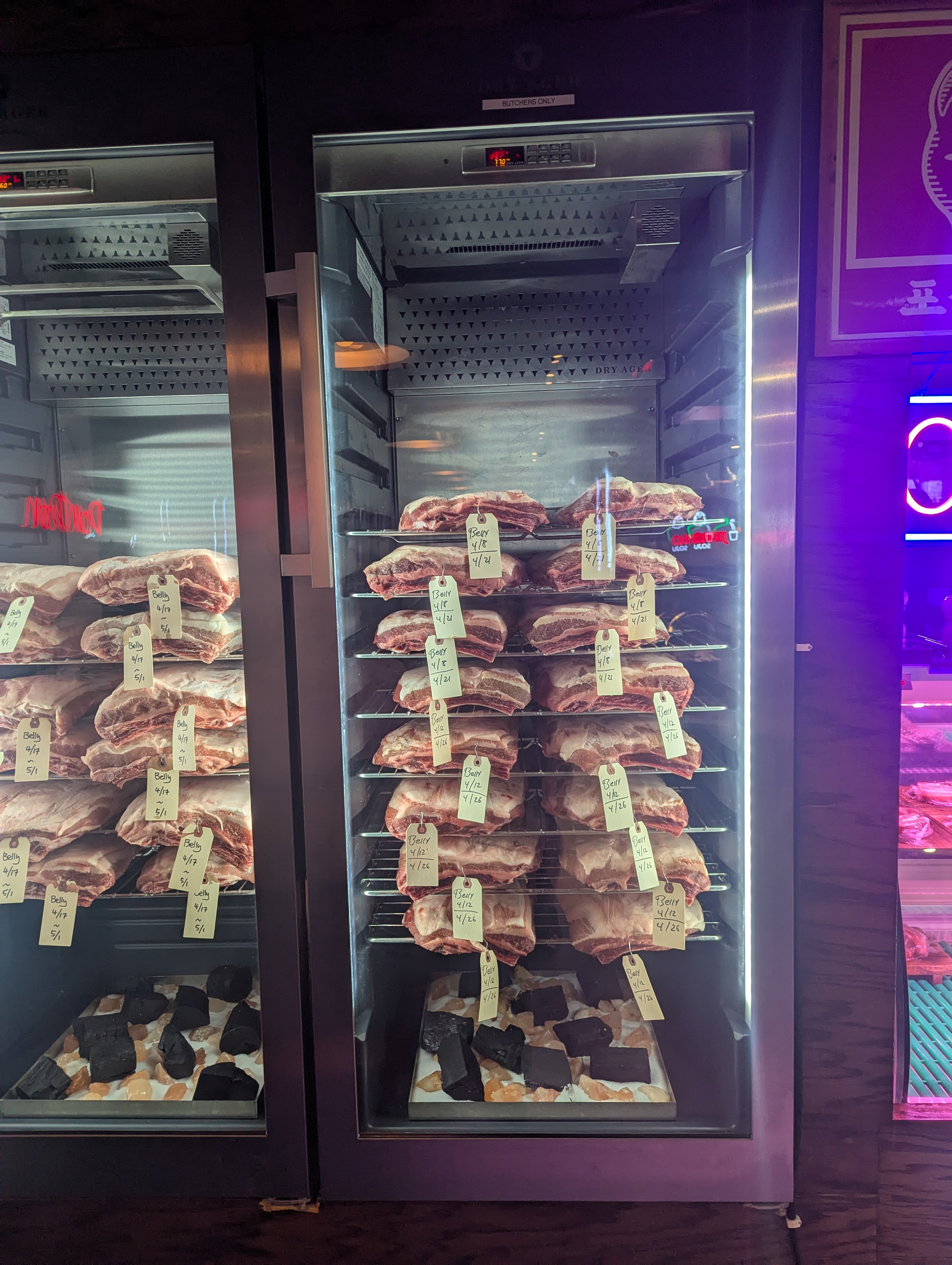 The meat options at the Korean BBQ restaurant. The meat is their specialty.