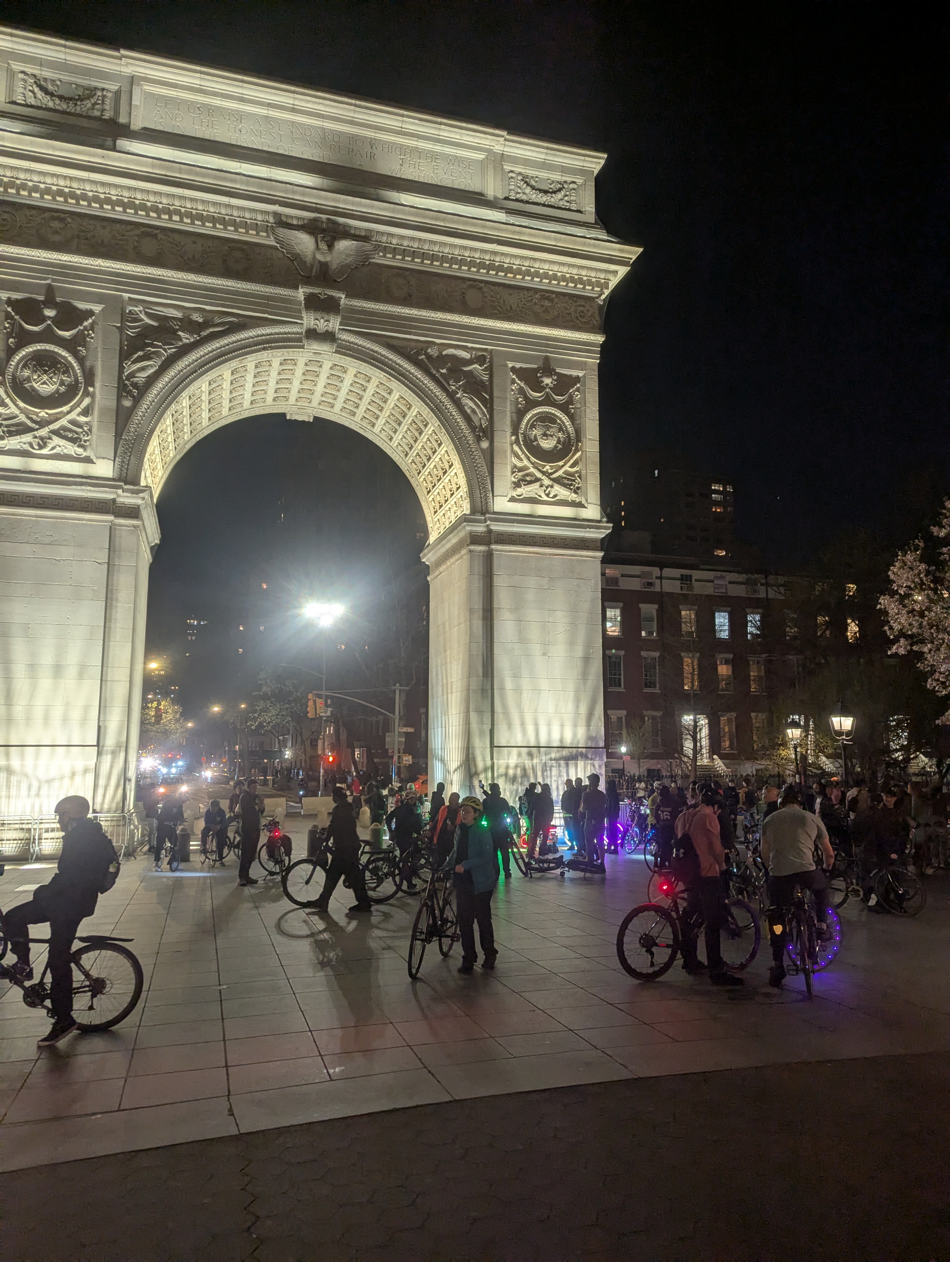 Washington Square Park at night on our way home. There was a cool bicycle meetup.