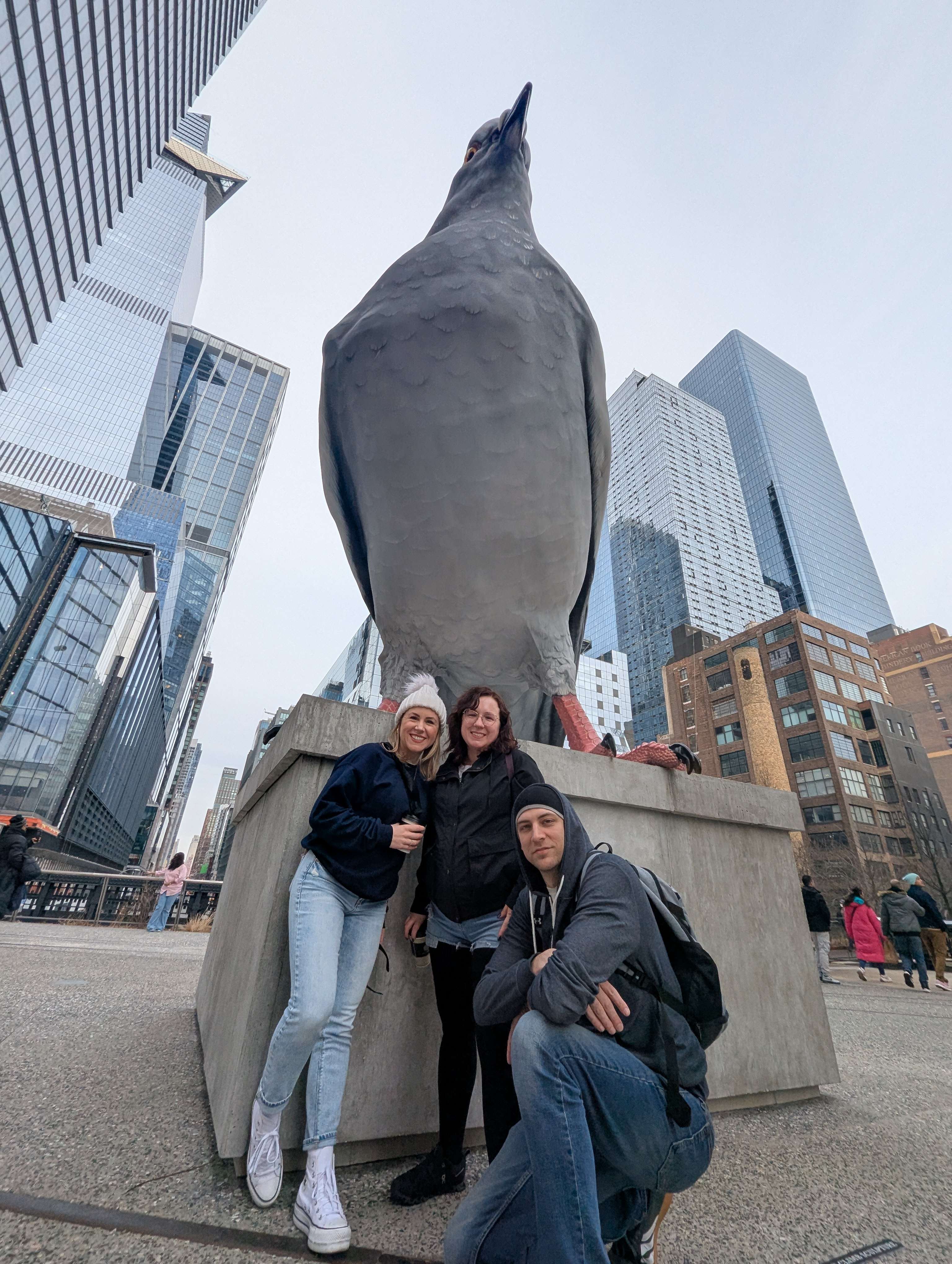 Nat, Gord, Jen and the giant pigeon on the High Line.
