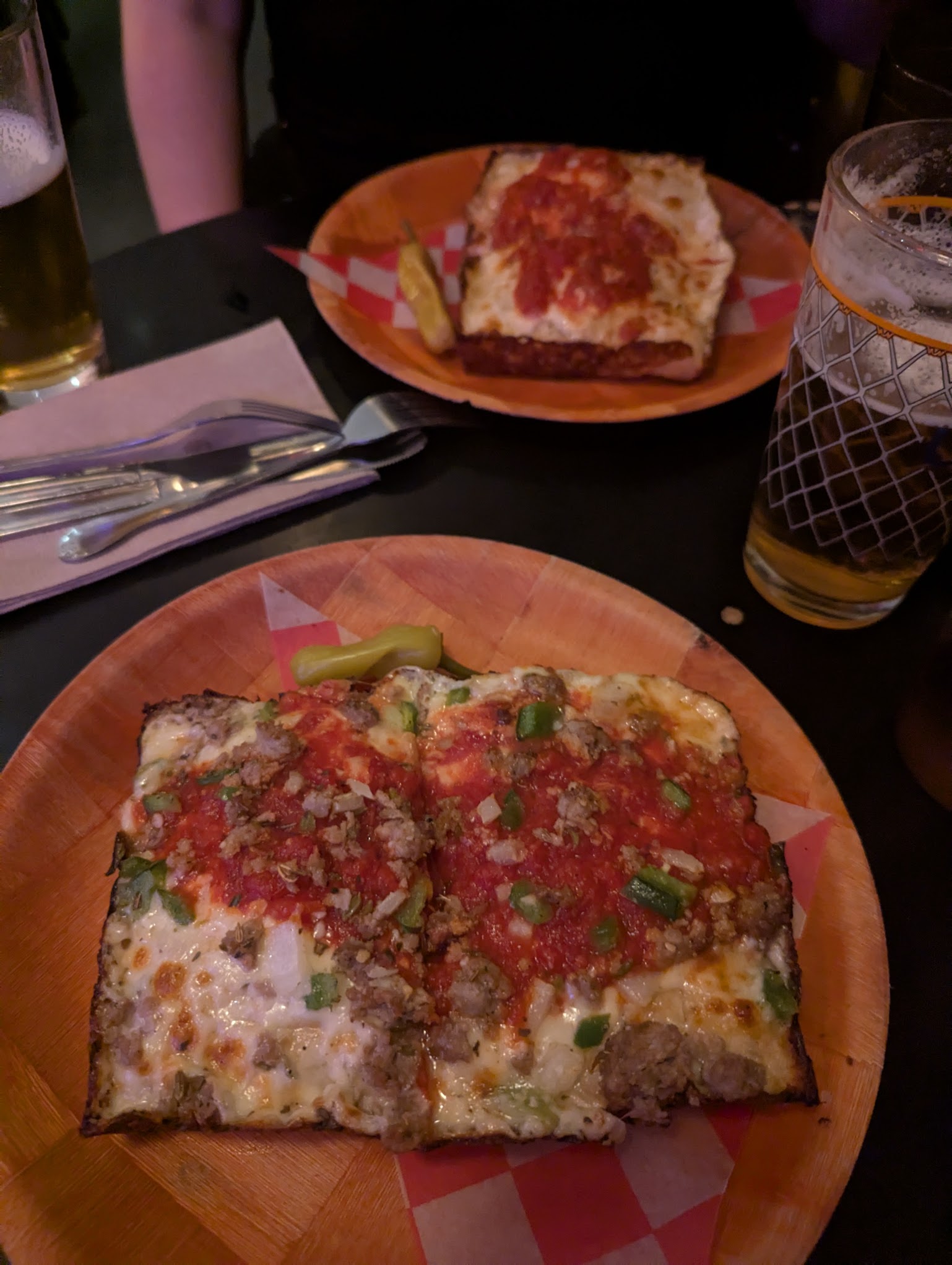 Some Detroit style pizza from Aces Pizza in Williamsburg. Yum.