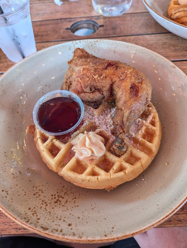 On the way home we stopped in Harlem and I got some chicken and waffels.