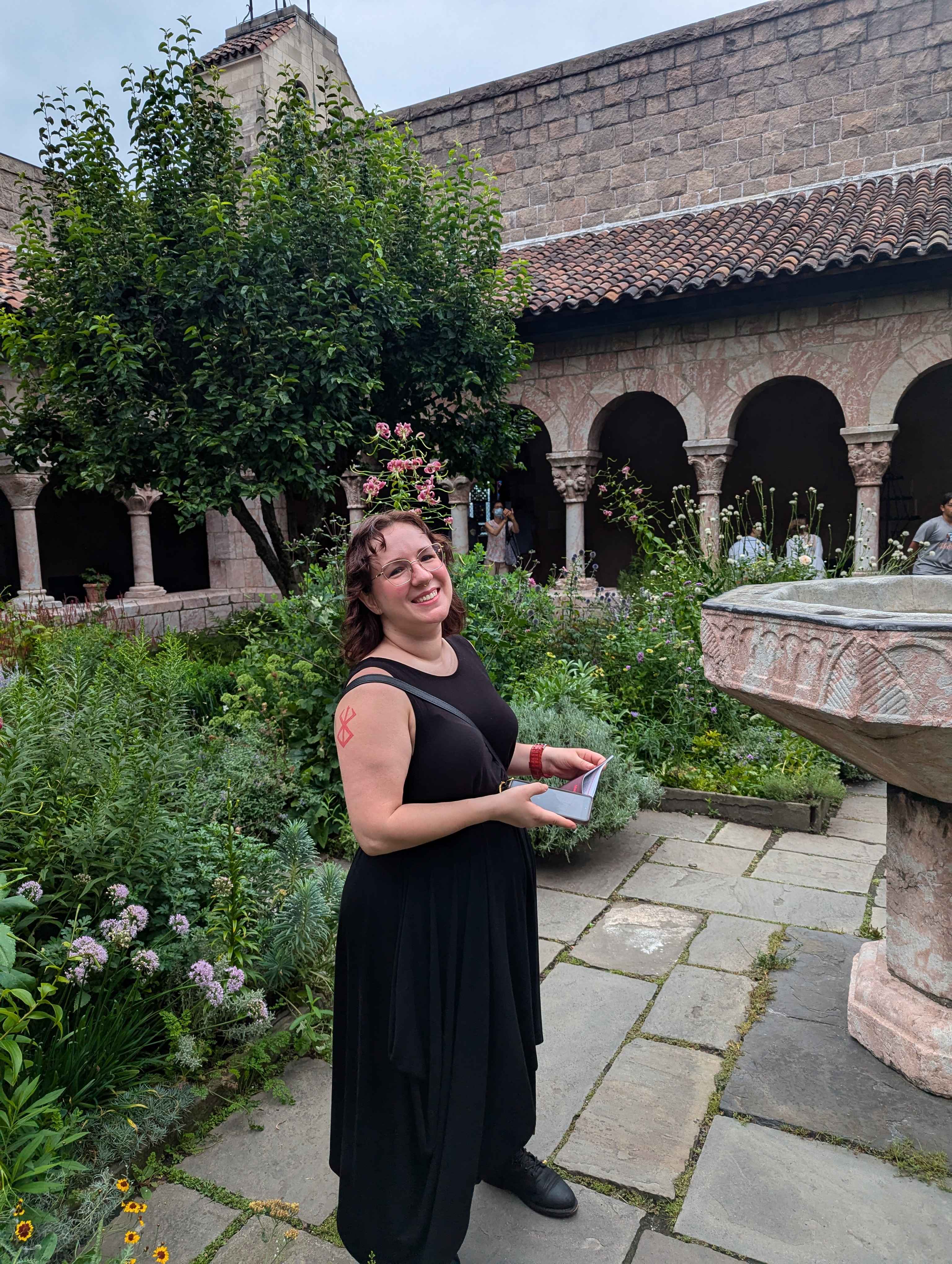 Jen looking cute in the main cloister garden.