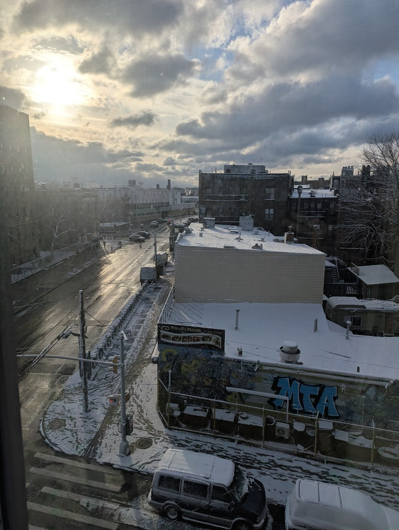 Our first snow in NYC! It looked really pretty, but it was also so cold outside.