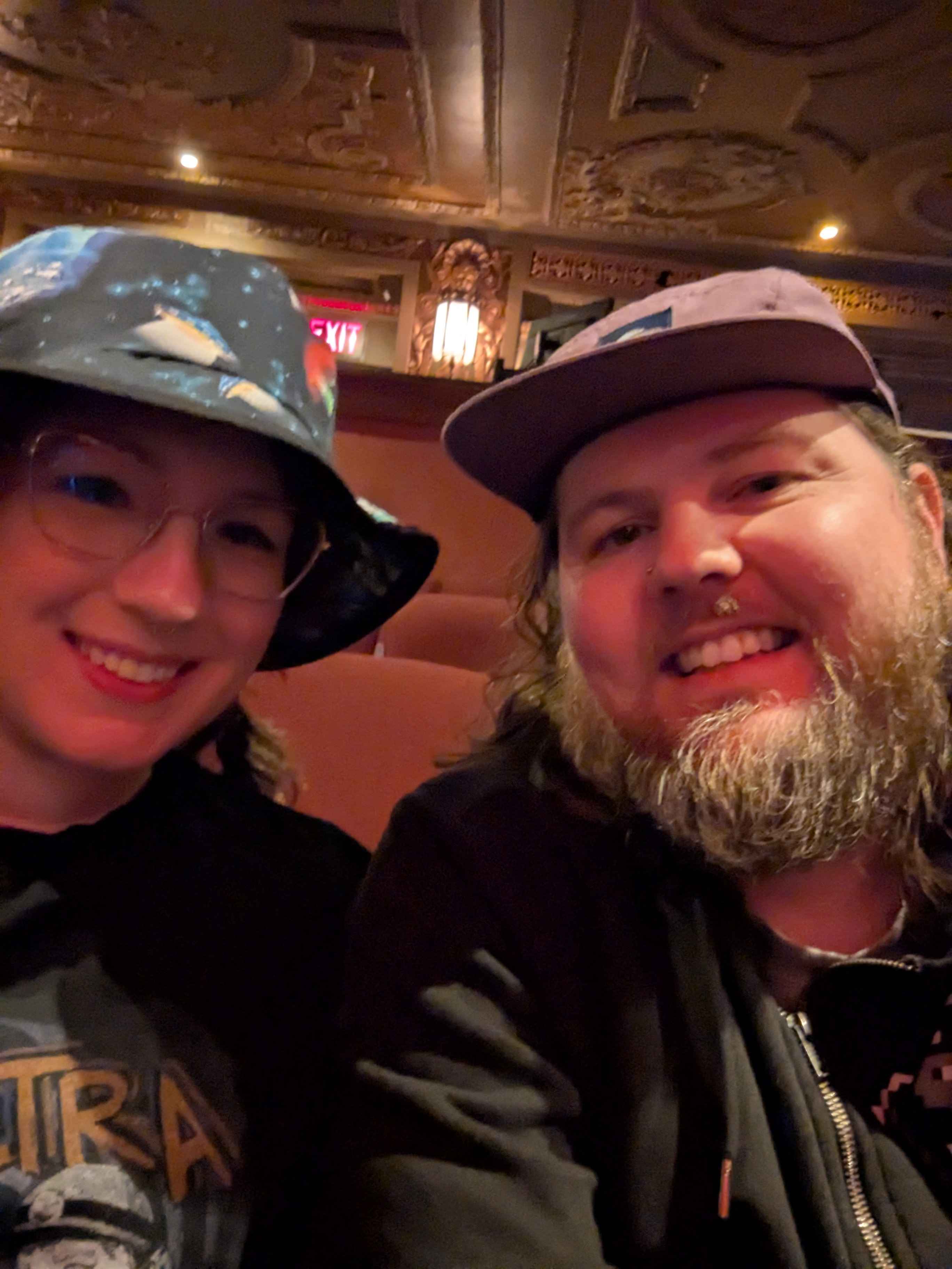 Jen and Jake at the show! I am wearing a hat I sewed, it has aliens on it.