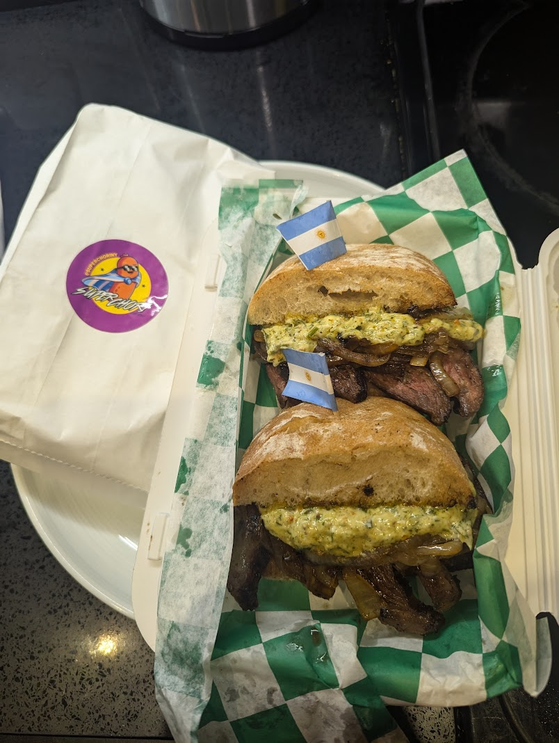 Super Chori Argentinian sandwhich. So good! This one had beef on it.
