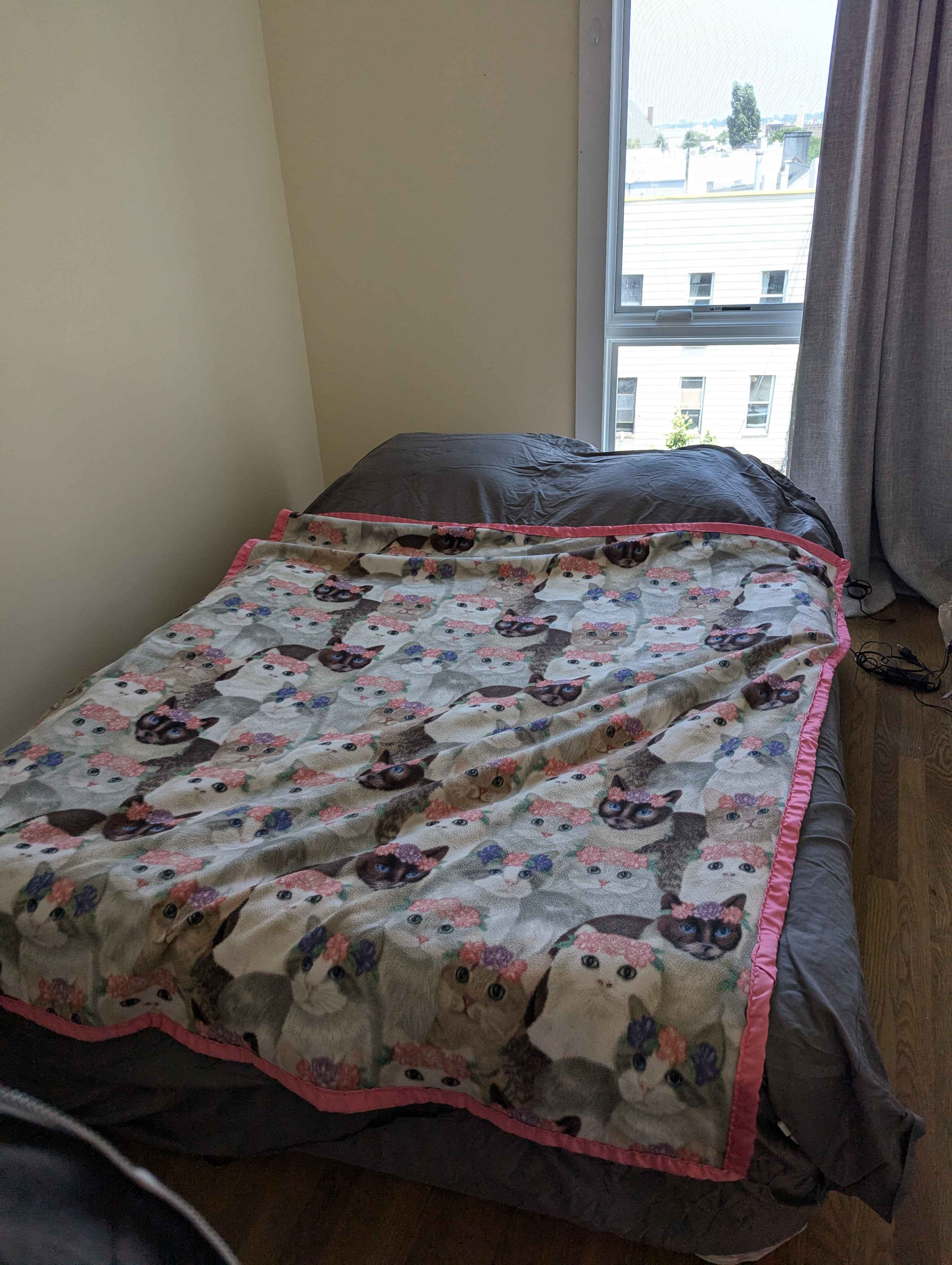 Our air mattress set up in the bedroom.