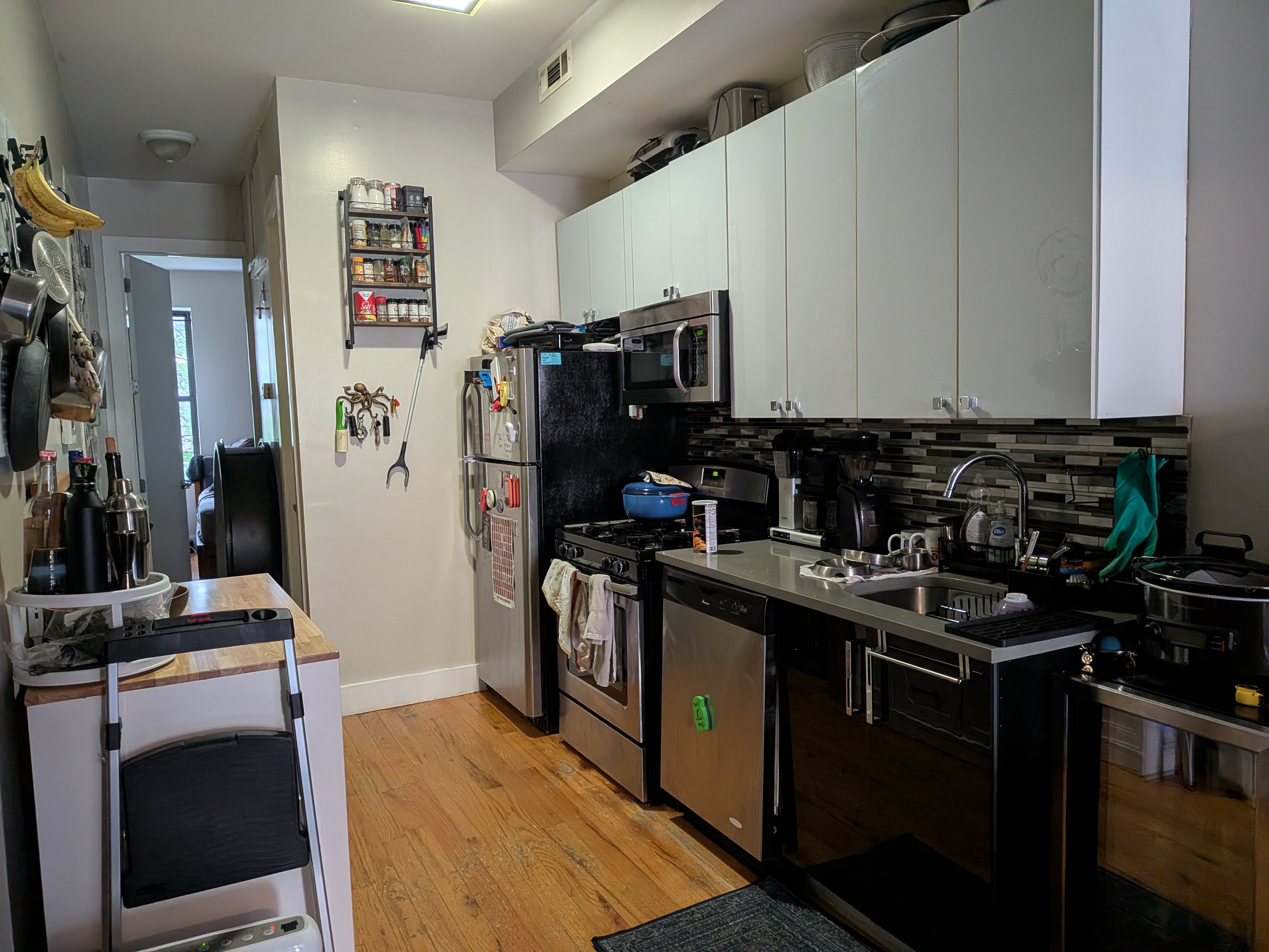 Our kitchen. We have so much more room to move around in this one.