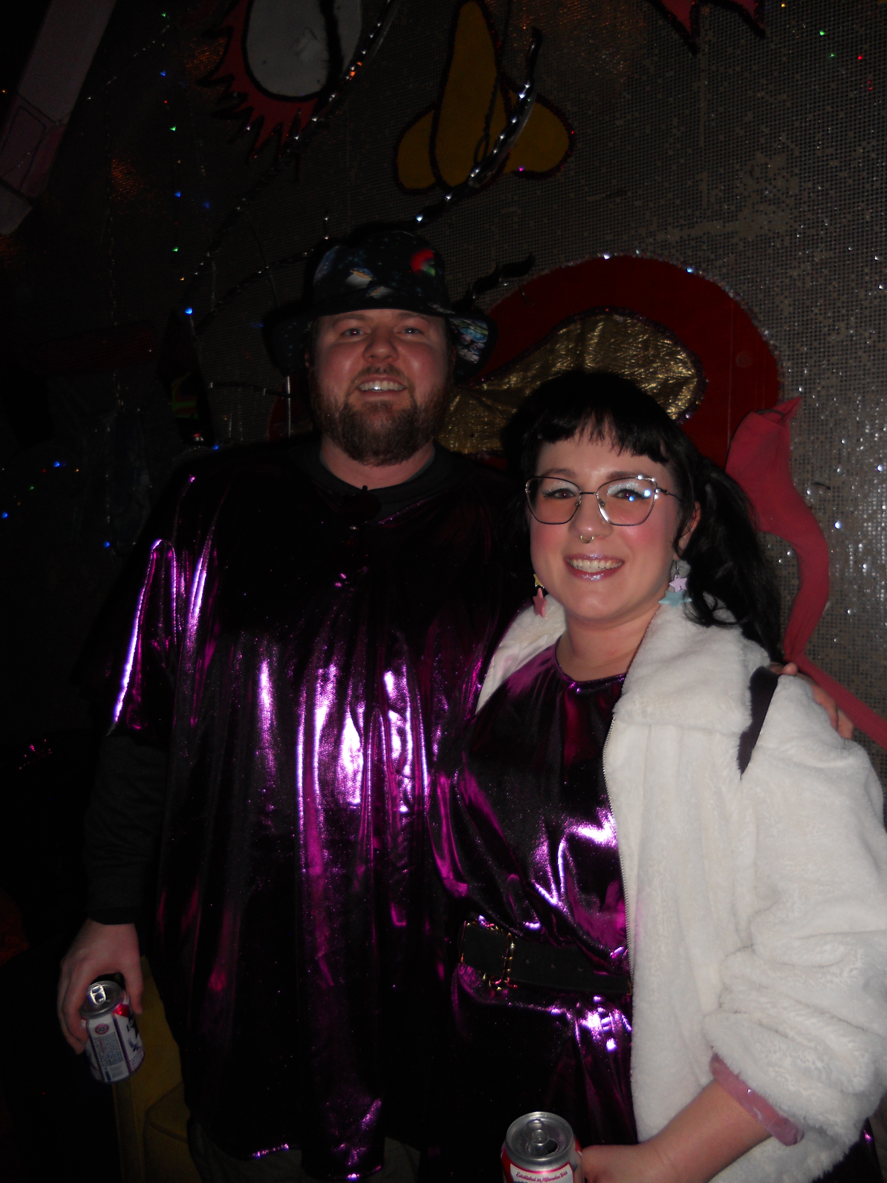 Jen and Jake wearing our outer space costumes.