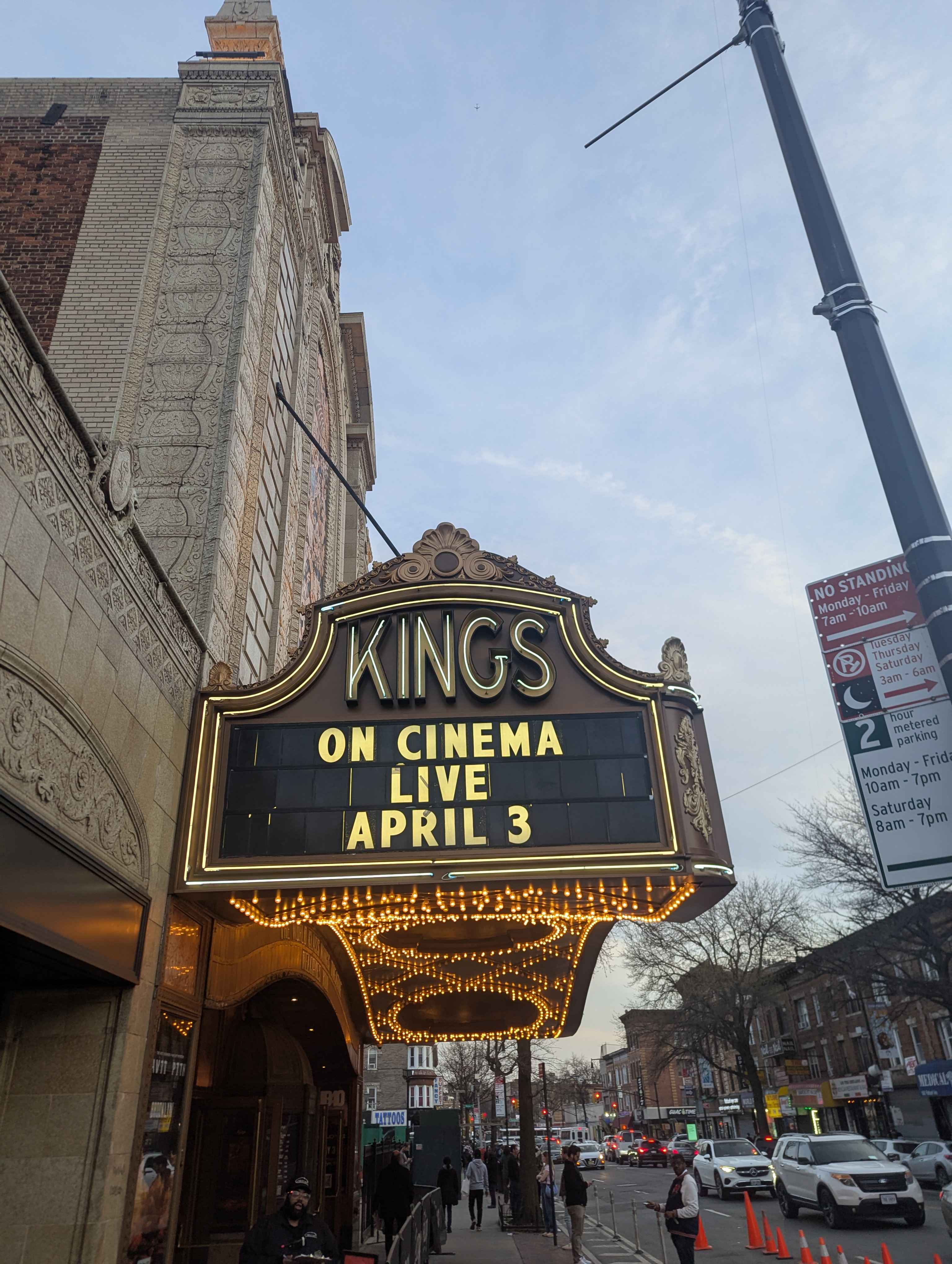 The sign outside the theater