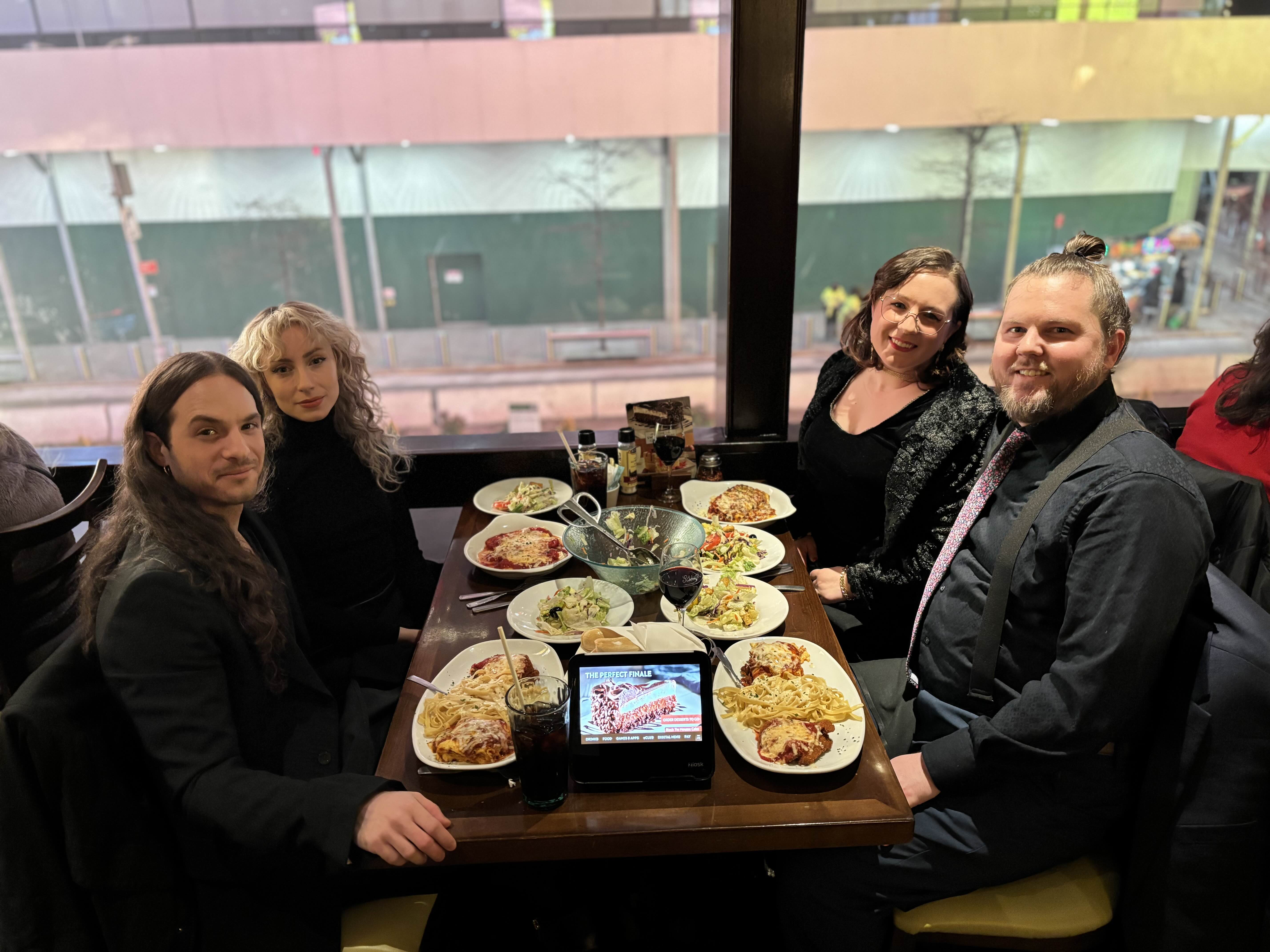 Abbie, Ross, Jacob and Jen with our delicious meal!