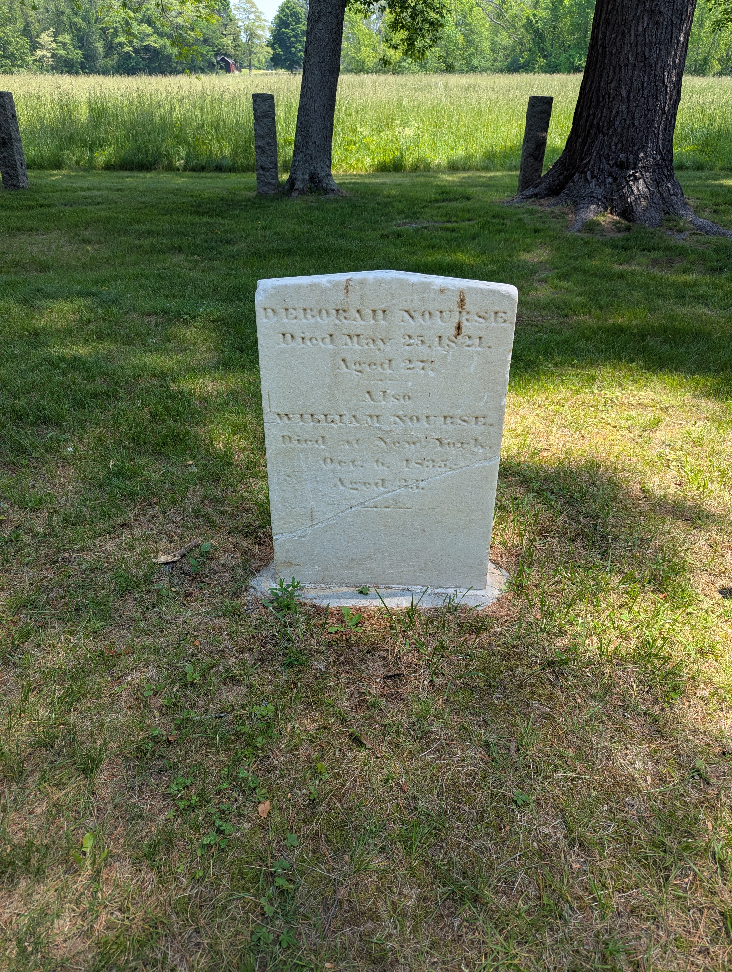 A very old gravestone in the Nurse cemetery.
