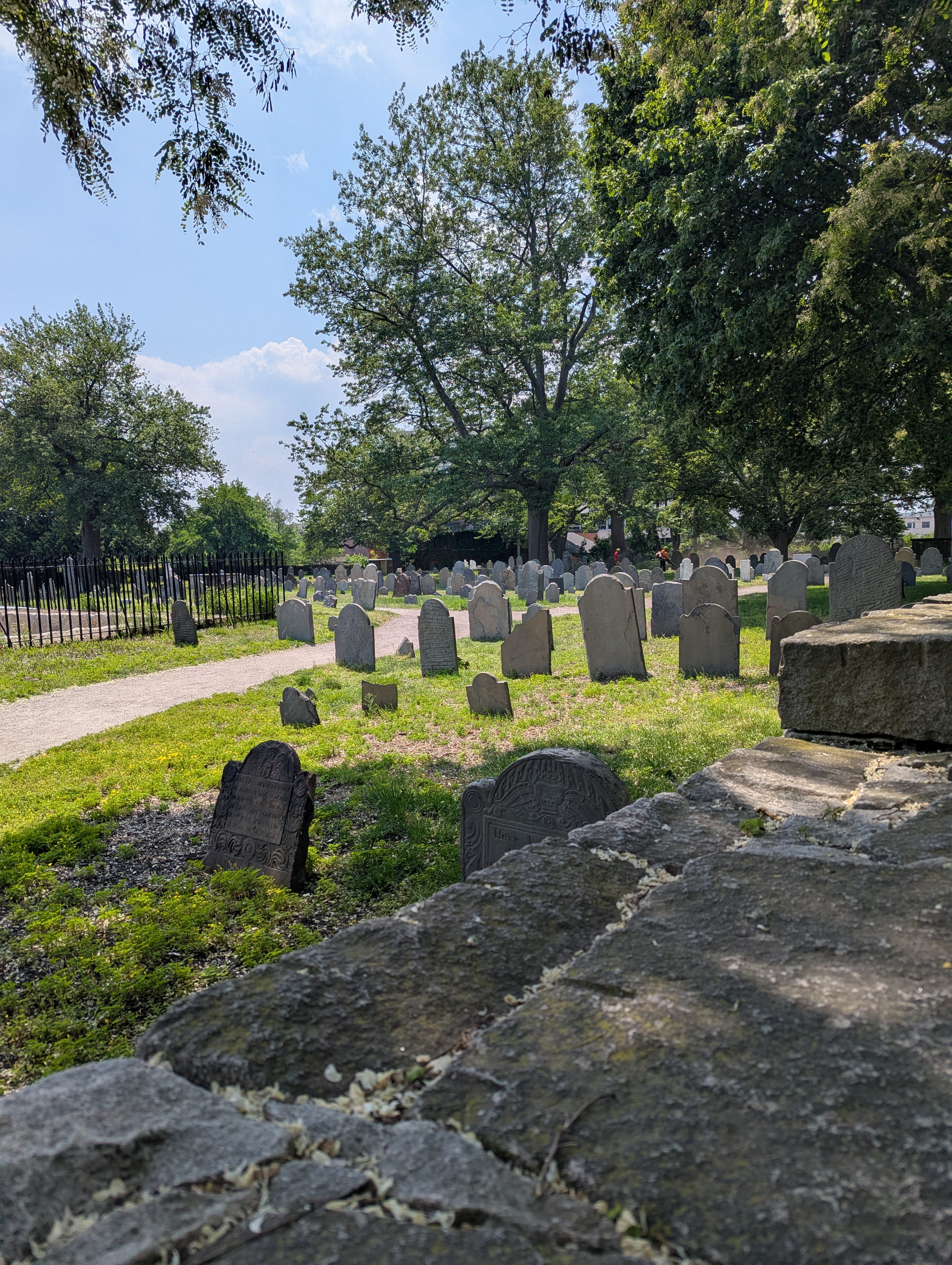 Inside the Charter Street Cemetery.
