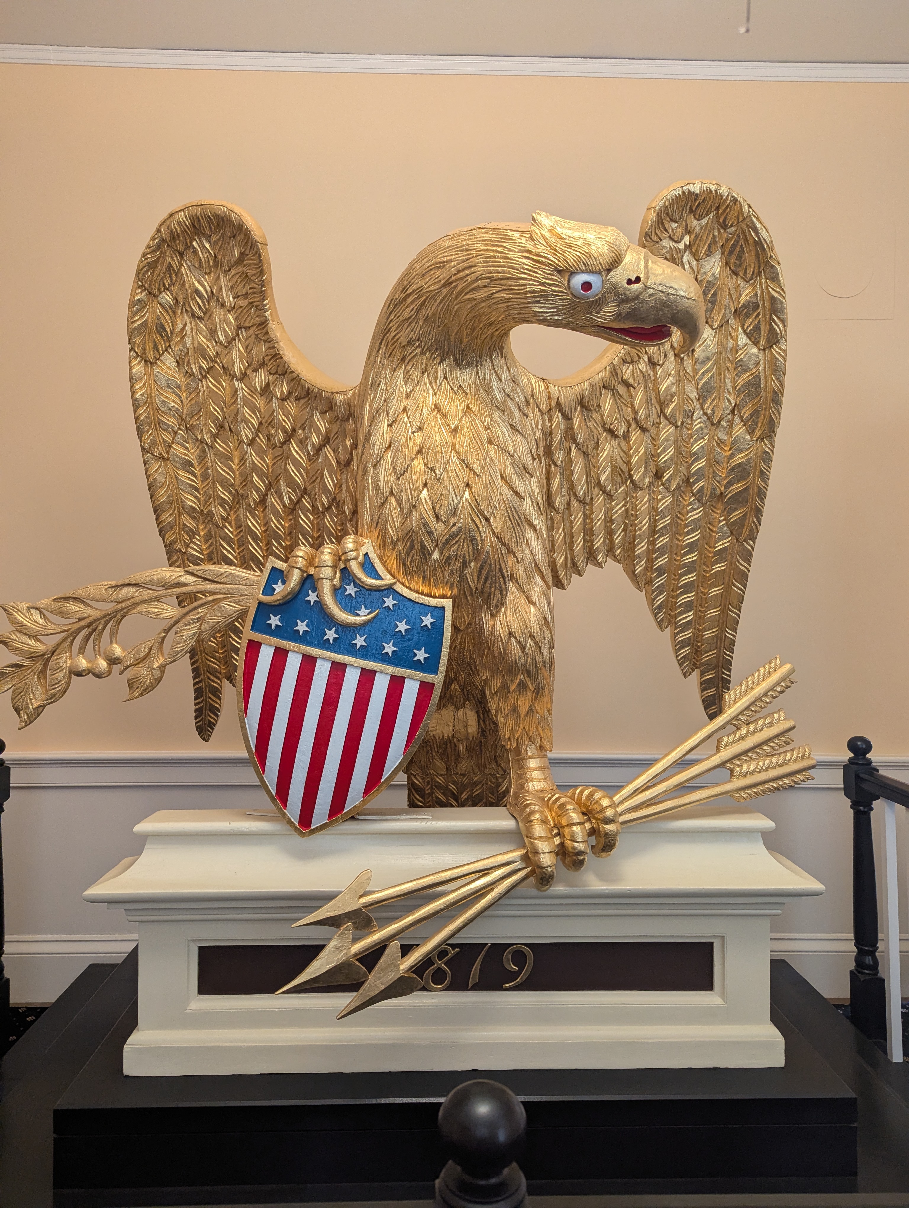 Cool eagle statue that used to sit on top of the Custom House. The eagle outside the Custom House now is a replica, to presereve this original.