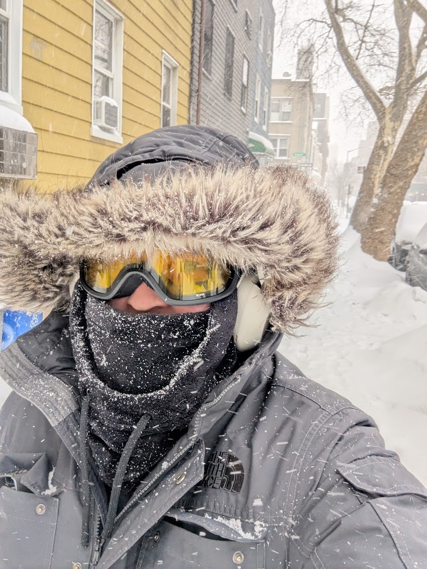 I'm walking a mile away to goto a snowball fight I saw a flyer for posted on a telephone pole.