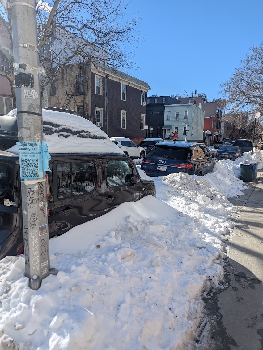The silly car owners with their buried cars.