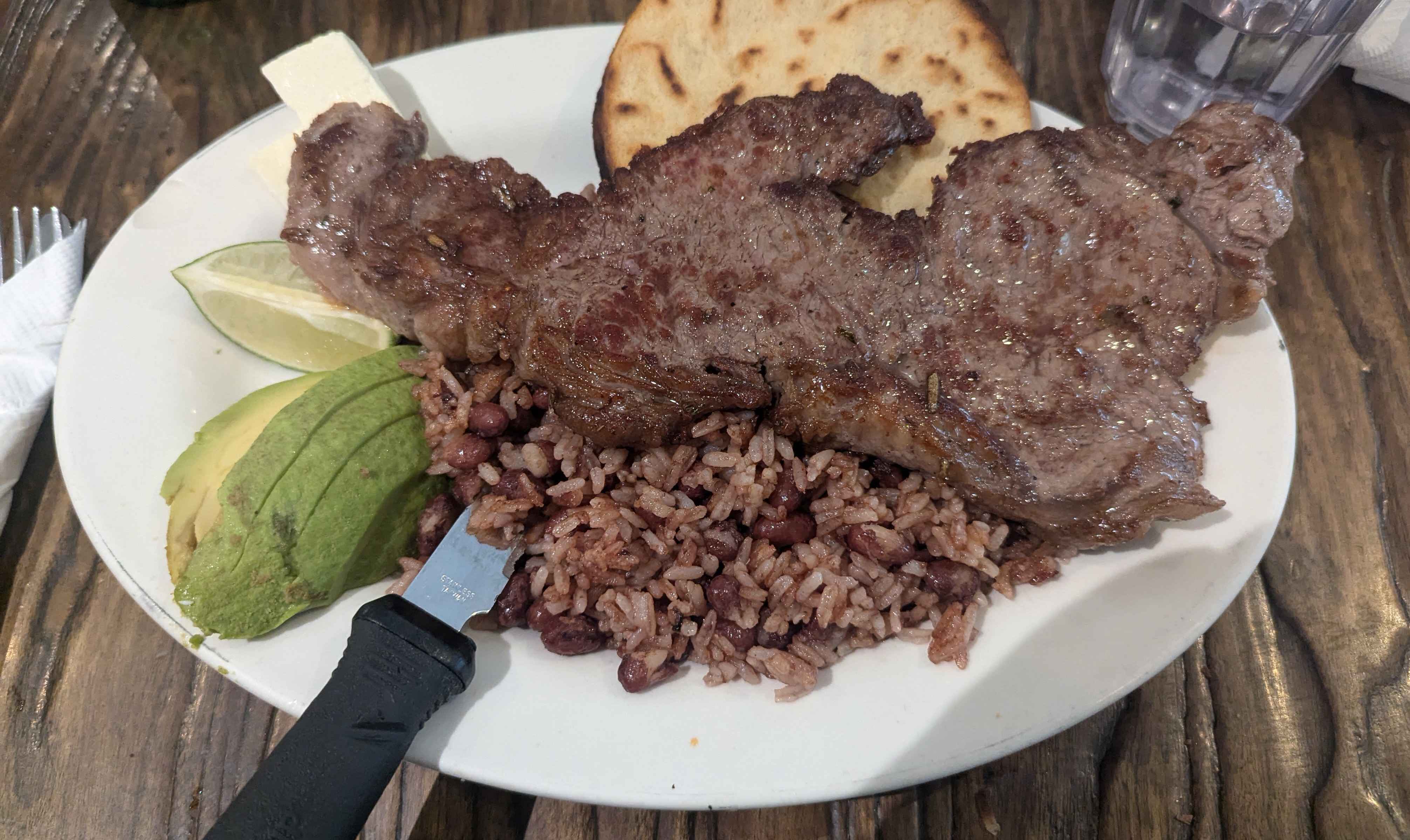 A delicious beef and rice dish we had at a Salvidoran resturant.