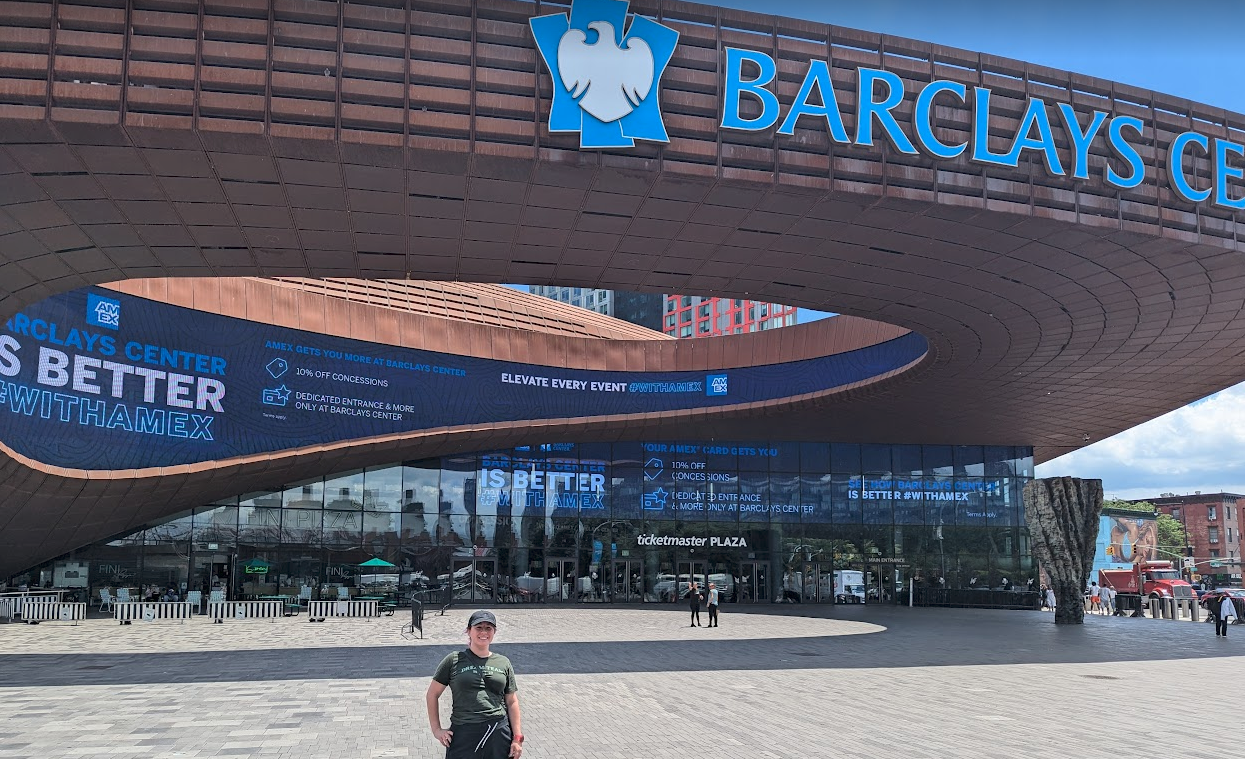 Jen in front of the Barclays Center. It was right next to the Target where we got some things for the apartment.