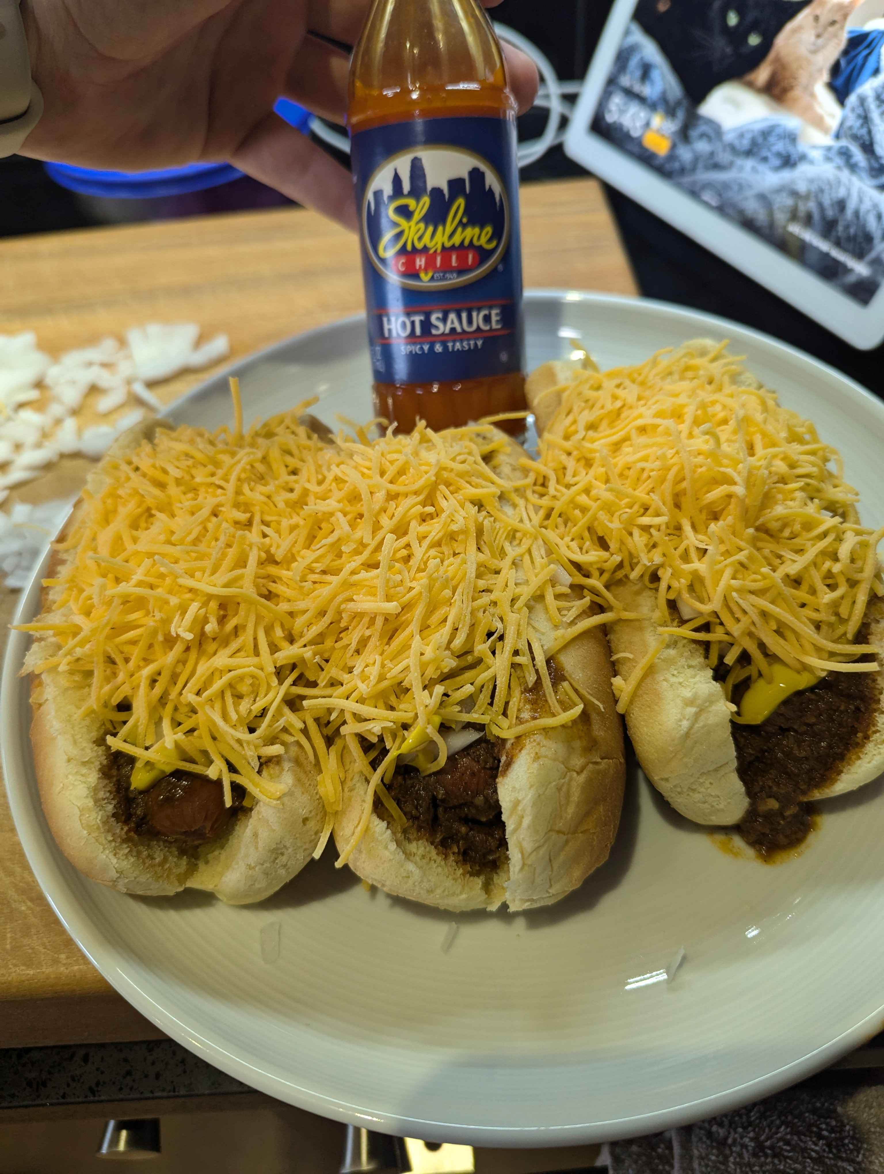Delicious homemade cheese coneys.